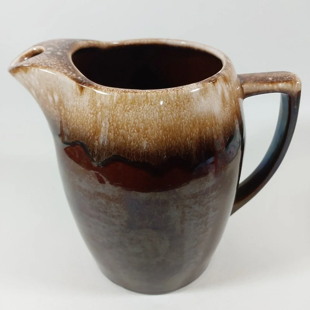 Vintage Kathy Kale Large 3 Quart Brown Drip‎ Pottery Pitcher